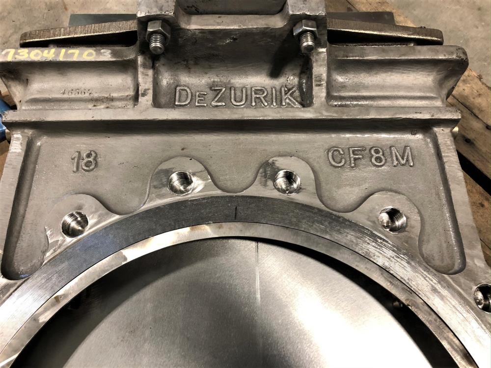 Dezurik 18" 150# 316SS Knife Gate Valve, Part# 9277178, Figure KGS